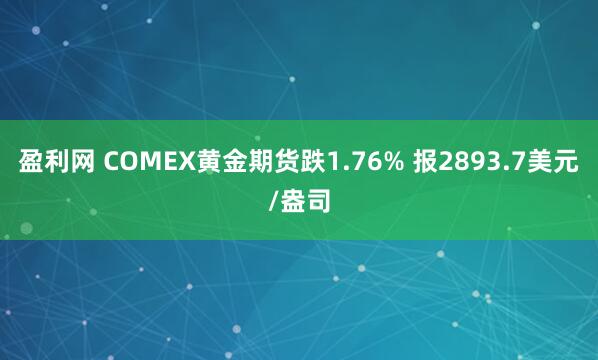盈利网 COMEX黄金期货跌1.76% 报2893.7美元/盎司