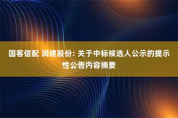 国客信配 润建股份: 关于中标候选人公示的提示性公告内容摘要